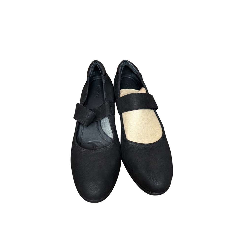 Nurture Womens Black Leather Mary Jane Wedge Shoes Low Heel Comfort Pumps 10M